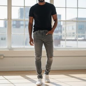 STAMPD Skinny Distressed Jeans Gray